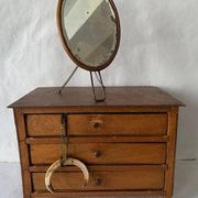 Small old wooden haberdashery chest of drawers, 3 drawers