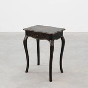 19th Century Black Wooden Side Table with Drawer, France