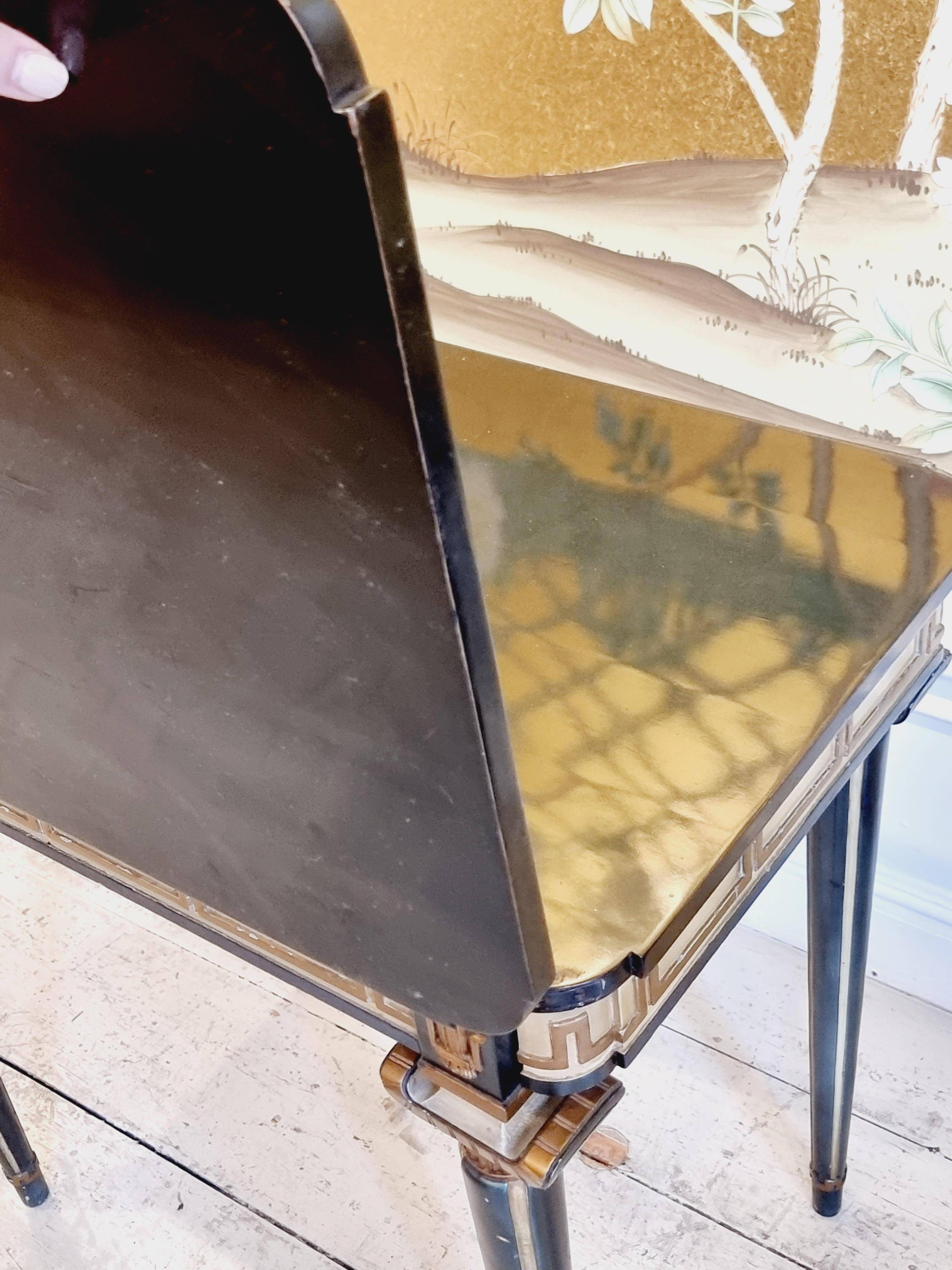 Swedish grace, game table with relief meander decoration, 1920s/30s.