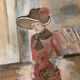 Large Framed Watercolor - An Elegant Woman - Signed 1900s