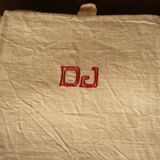 Lot 3 towels linen strips red monograms D J