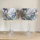 Pair large clear crystal val saint lambert table lamps - belgium 1950's