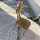 Vintage italian brass dining chairs and table by paolo salice, 1970s, set of 5