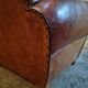Fauteuil club français vintage en cuir, années 1940–1950 – fauteuil en cuir pleine fleur cognac