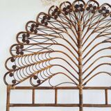 Antique peacock rattan headboard