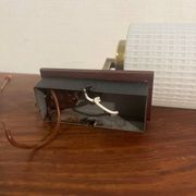 Paire applique murale laiton bois verre opalin année 60