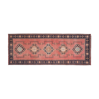 Vintage Turkish Overdyed Oushak Runner Rug 1970s 139x361cm