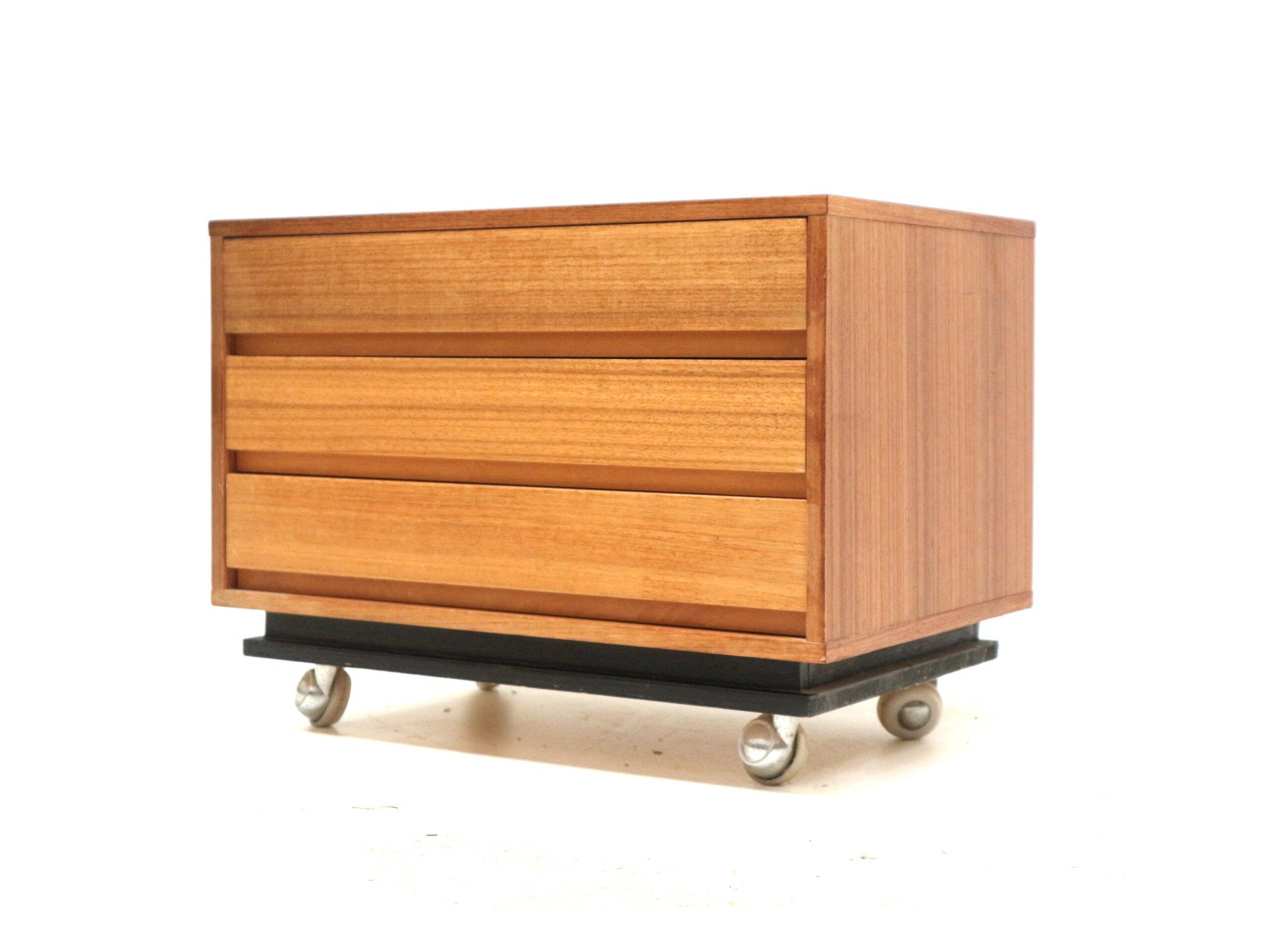 Vintage chest of drawers on casters from the 1960s