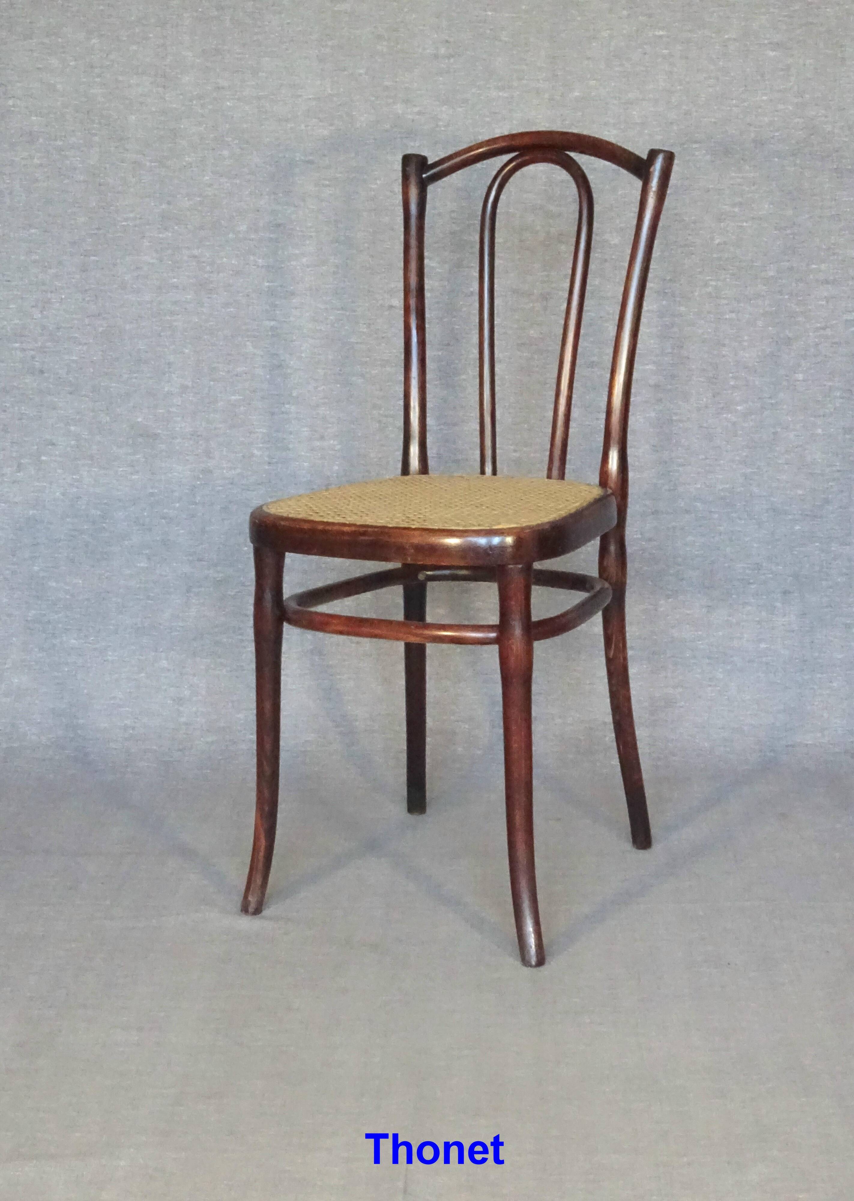 5 "half" bistro chairs, mismatched, 1910 to 1930 - Caned (4 Thonet)