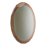 Cristal Arte Pink Oval Rosé Mid-Century Wall Mirror, Italy, 1960s