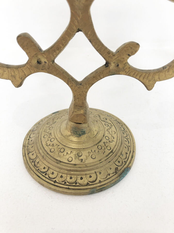 Pair of golden brass candle holders, 1970