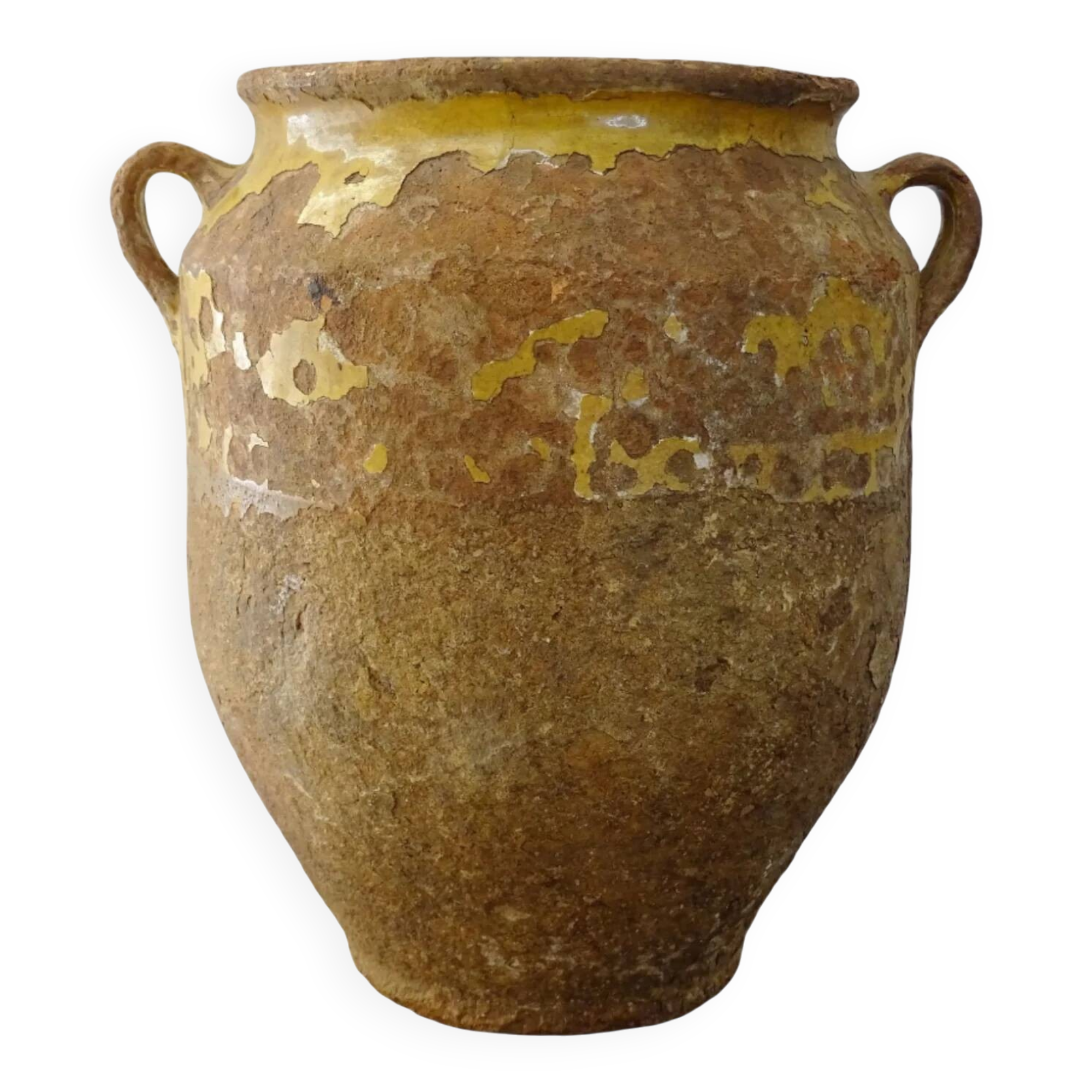 Pot à confit ancien français à glaçure jaune