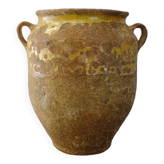 Pot à confit ancien français à glaçure jaune