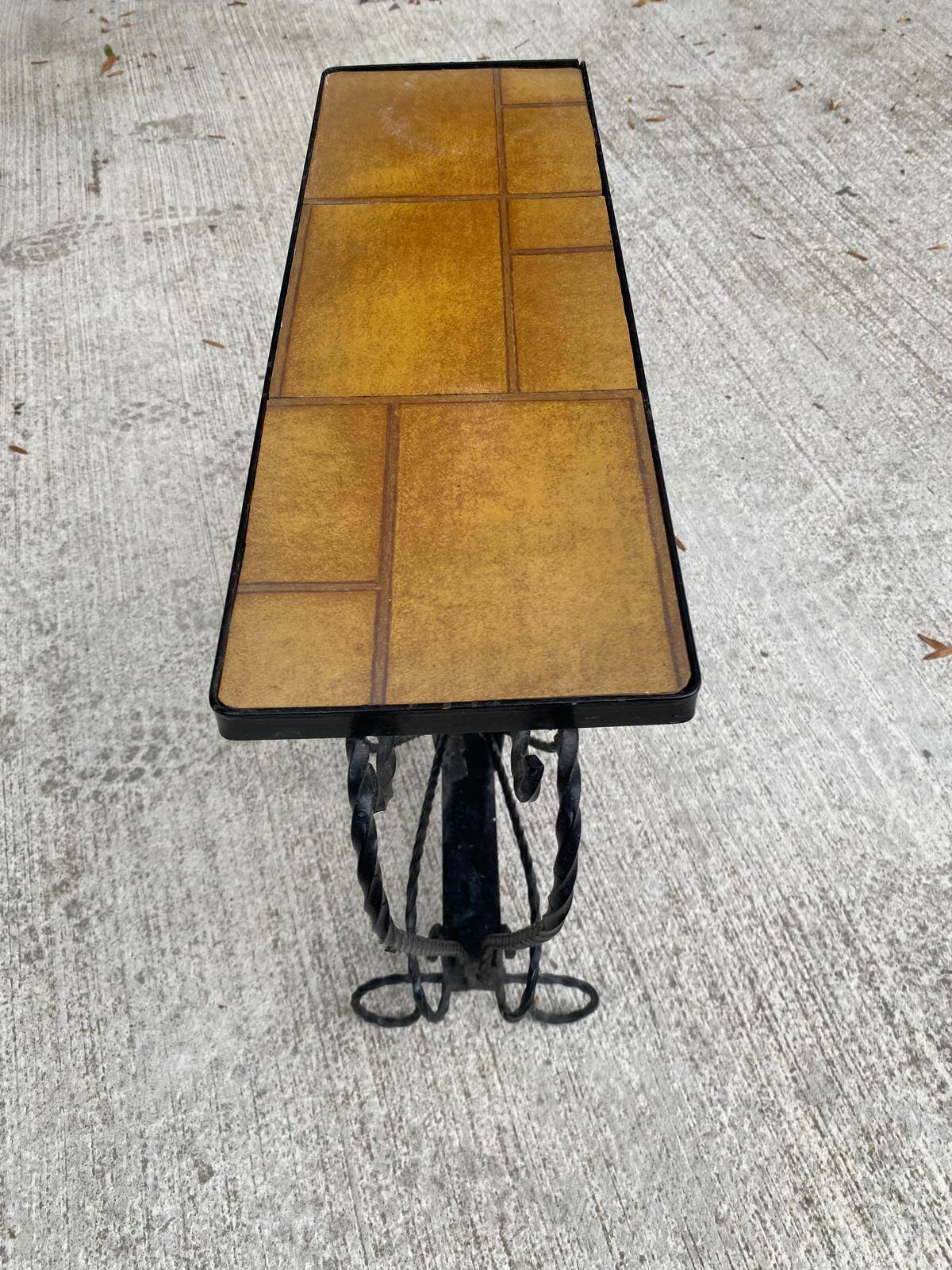 Vintage wrought iron console side table magazine rack