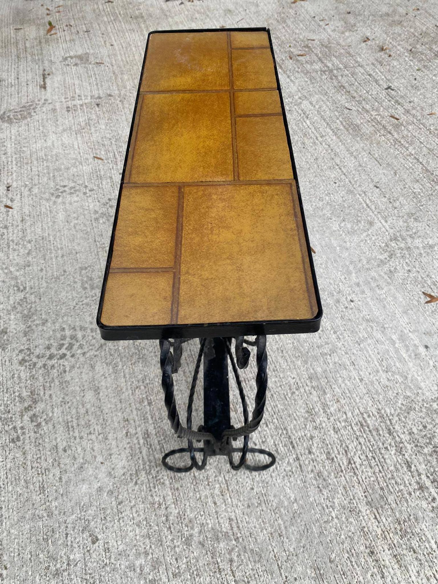Vintage wrought iron console side table magazine rack