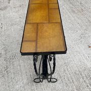Vintage wrought iron console side table magazine rack