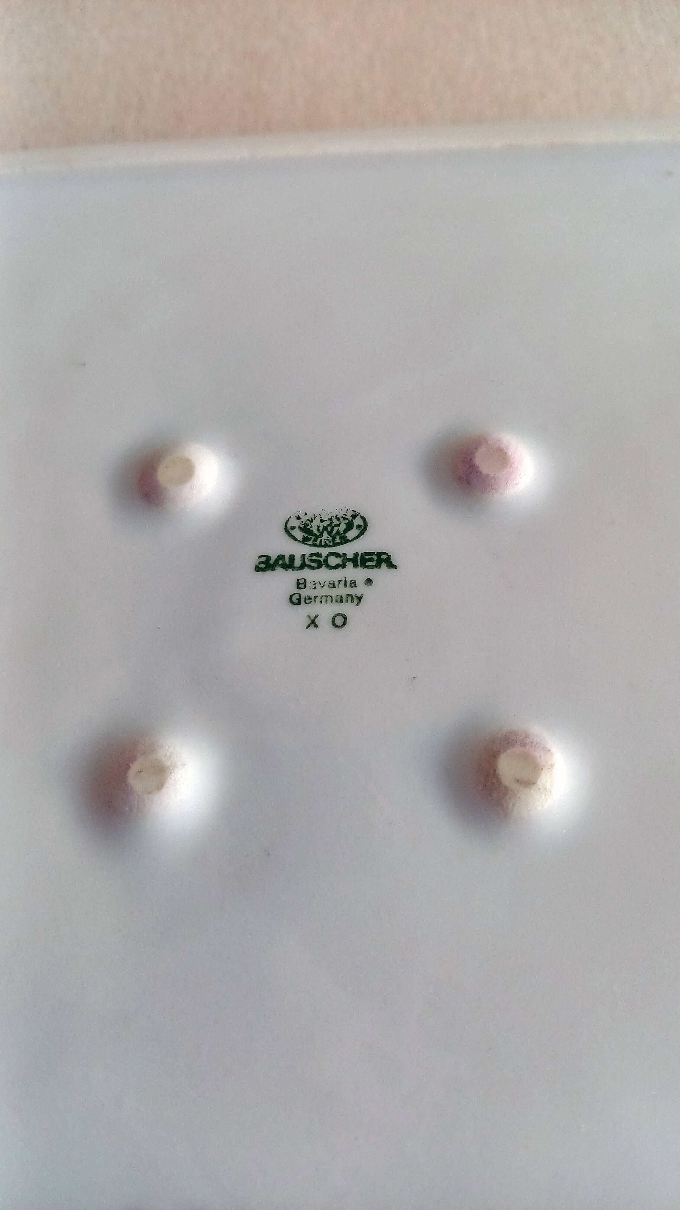 Small square dish Empty pocket Bavarian porcelain BAUSCHER Bavaria Floral decoration