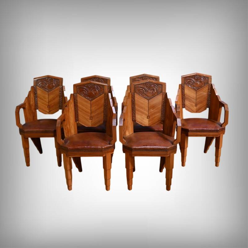 Set of 6 Rosewood Armchairs, Art Deco – 1910