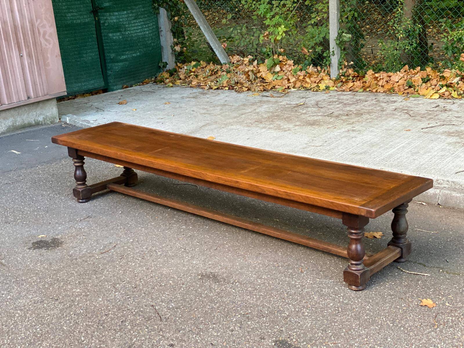 Vintage 19th-century farmhouse bench in solid wood, 250cm
