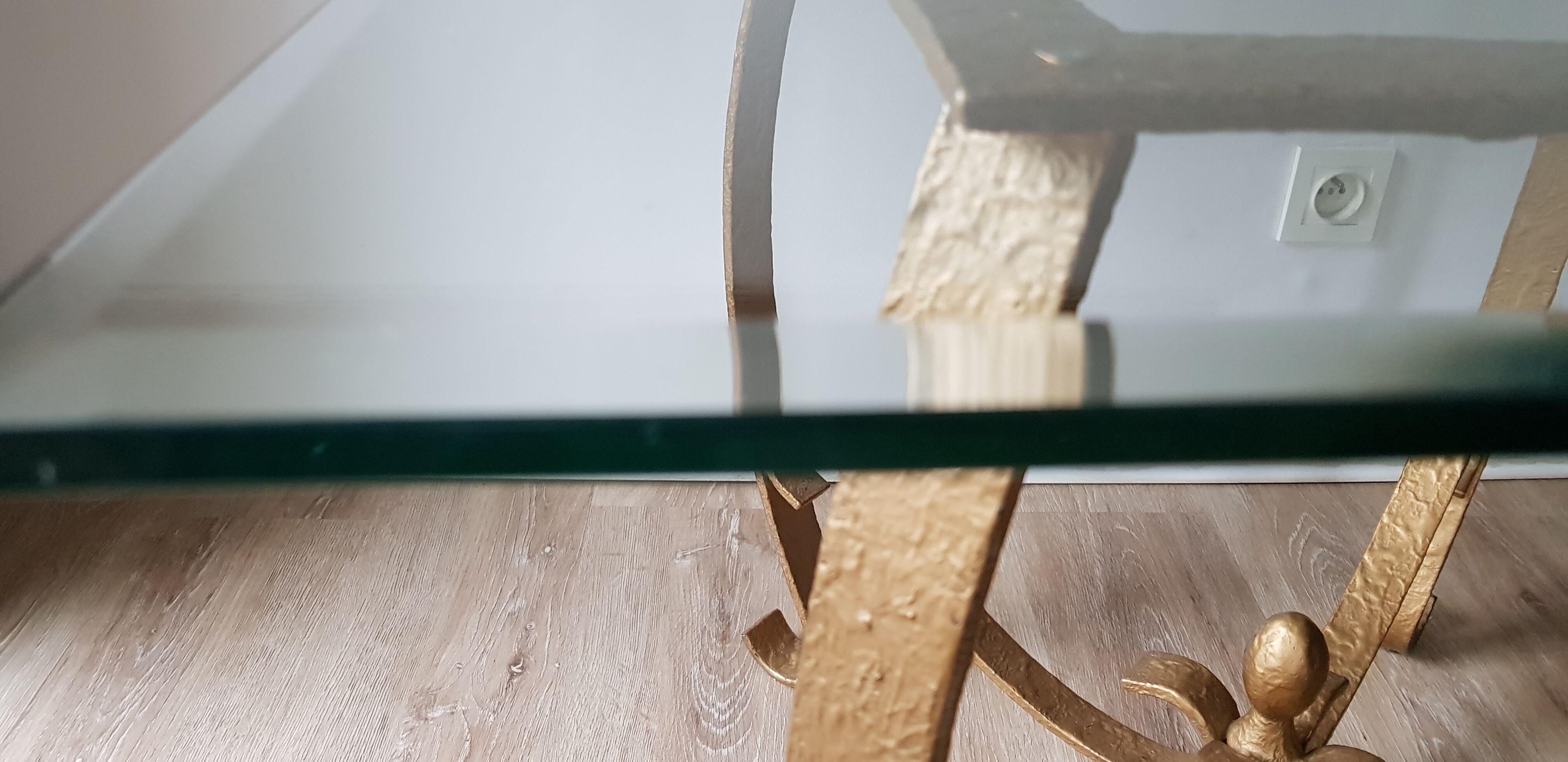 Gold iron and glass coffee table