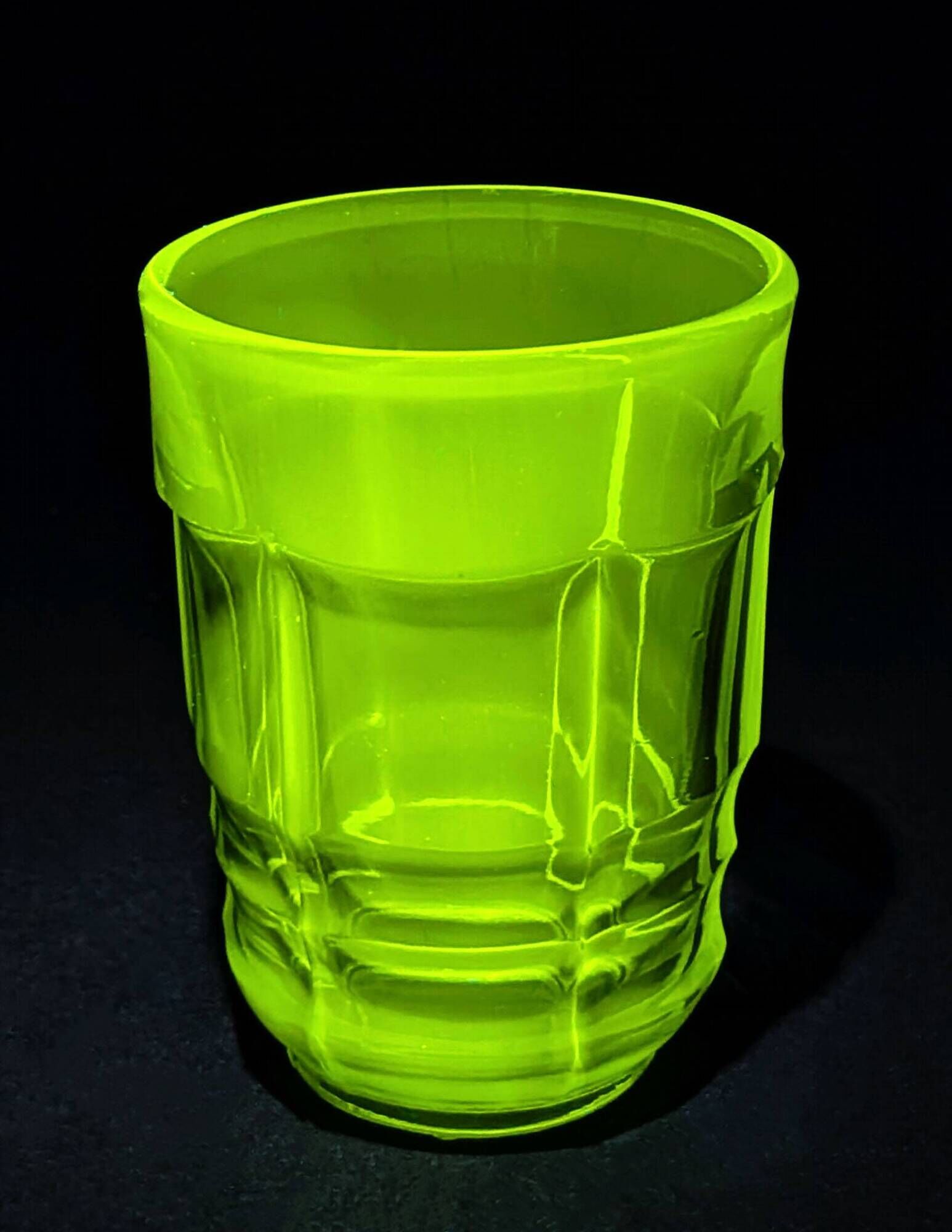 Vintage Czechoslovak Green Glass Carafe with Matching Tumbler