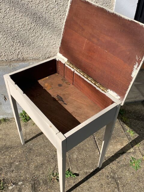 Bureau pupitre table d'appoint en bois peint vintage