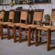 Ensemble de 5 chaises en chêne et jonc dans le goût de Charles Dudouyt 1950’s