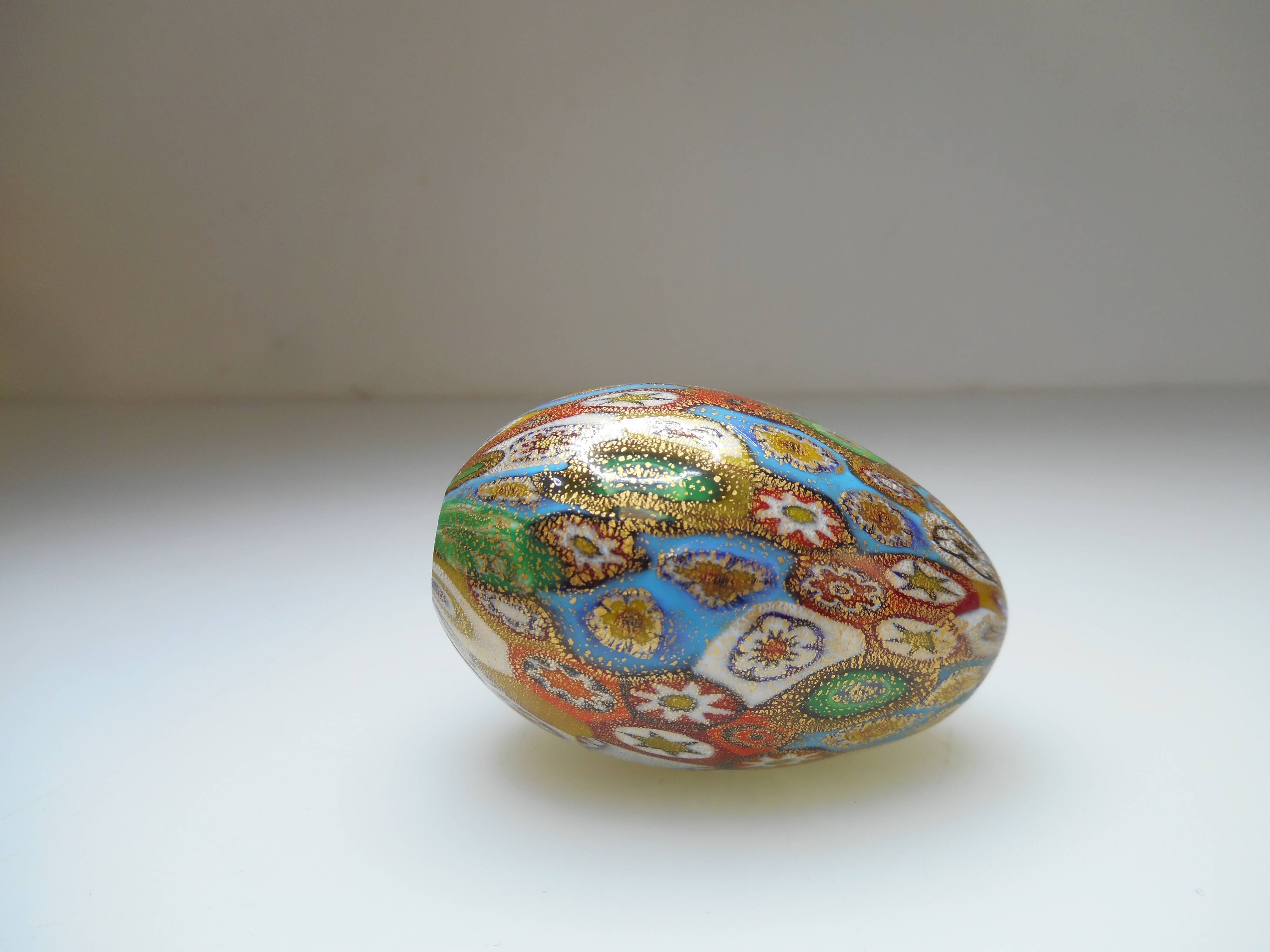Murano Millefiori egg paper press golden powder