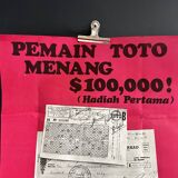 Campagne publicitaire originale de toto lotto pour les jeux de loterie de la malaisie de 1969