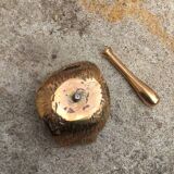 Cendrier bois et bronze vintage, cendrier sur pied, cendrier bronze doré