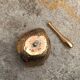 Vintage wood and bronze ashtray, standing ashtray, gilded bronze ashtray