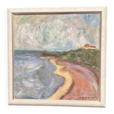 Original Swedish Oil on Canvas – “Beach” by Ug Lindholm – Signed – Vintage