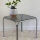 Table basse annees 70 verre et acier chromé