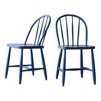 Paire de chaises vintage bleues