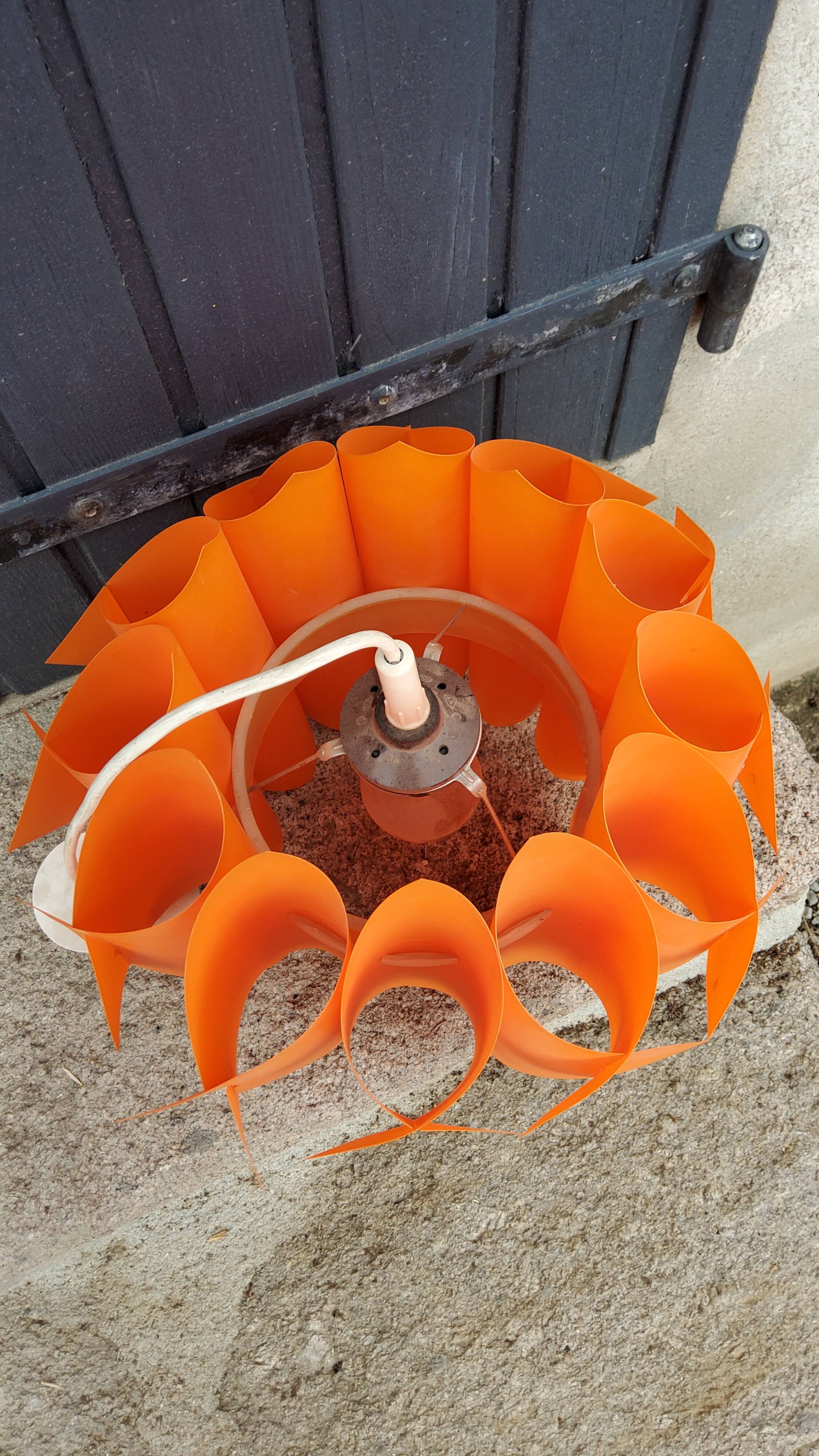 Suspension lamp by Lars Schioler butterfly model Hoyrup Light plastic editor orange 1968