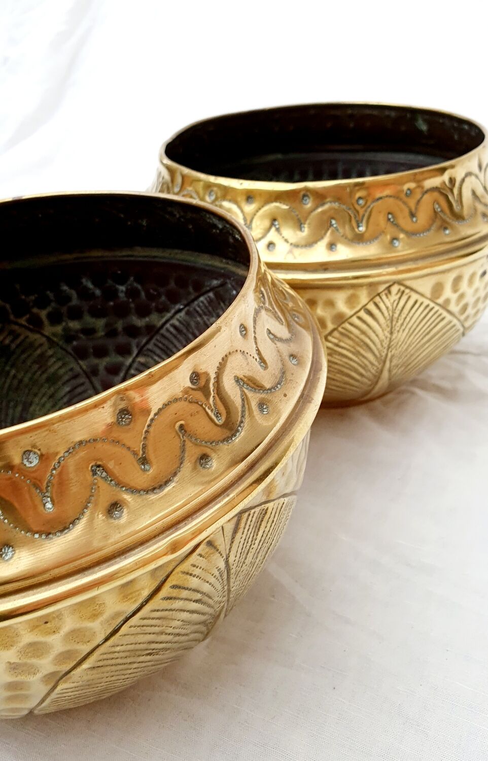 Pair of copper pot covers