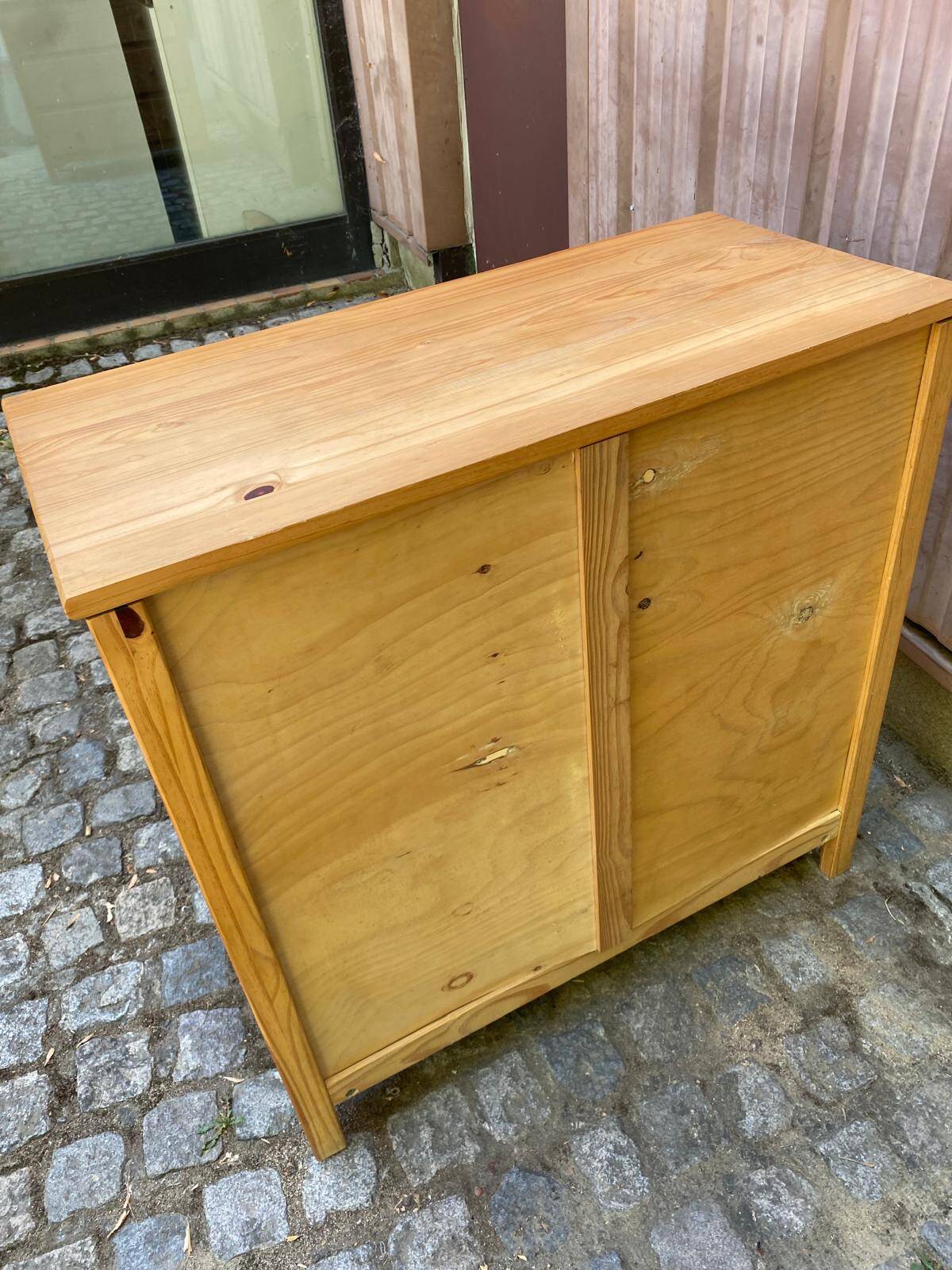 Commode scandinave en bois massif avec 3 tiroirs années 90