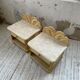 Pair of travertine bedside and rattan palm tree "vivai del sud"