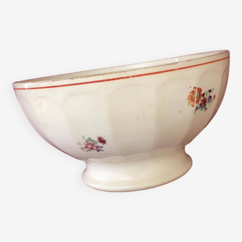 Antique bowl with facets and floral motifs stamped Moulin des Loups Hamage (1950)