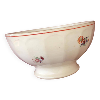 Antique bowl with facets and floral motifs stamped Moulin des Loups Hamage (1950)