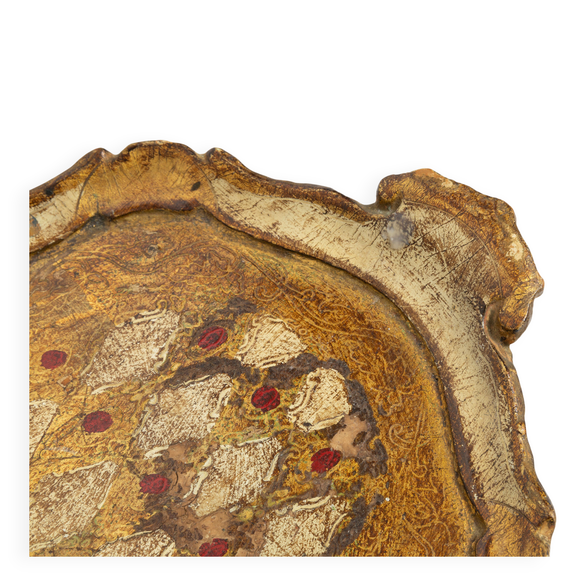 Vintage beige wooden decorative plate, Italy, 1960s