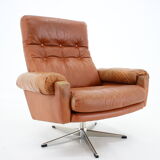 1970s leather swivel armchair by Nili Stoppmobler, Denmark