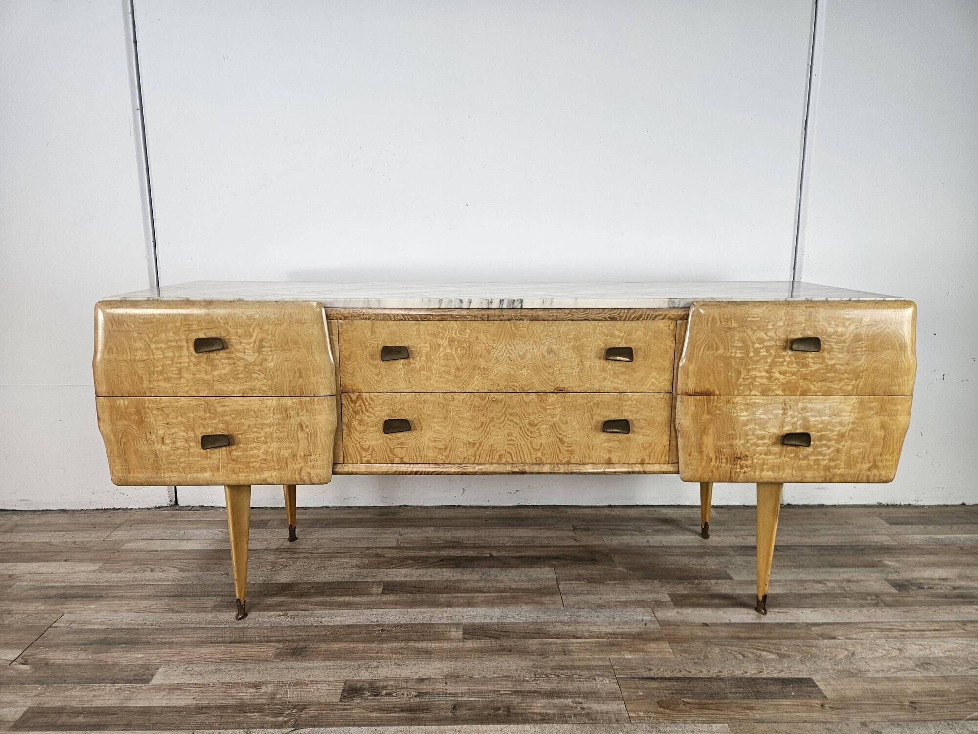 1950s maple chest of drawers with a marble top