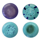 4 assiettes creuses, vide-poche en faïence turquoise par Albisola