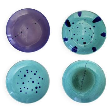 Set of Four Turquoise Earthenware Vide-Poche / Decorative Plates by Albisola