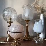 Upcycled pink glass table lamp from Clichy