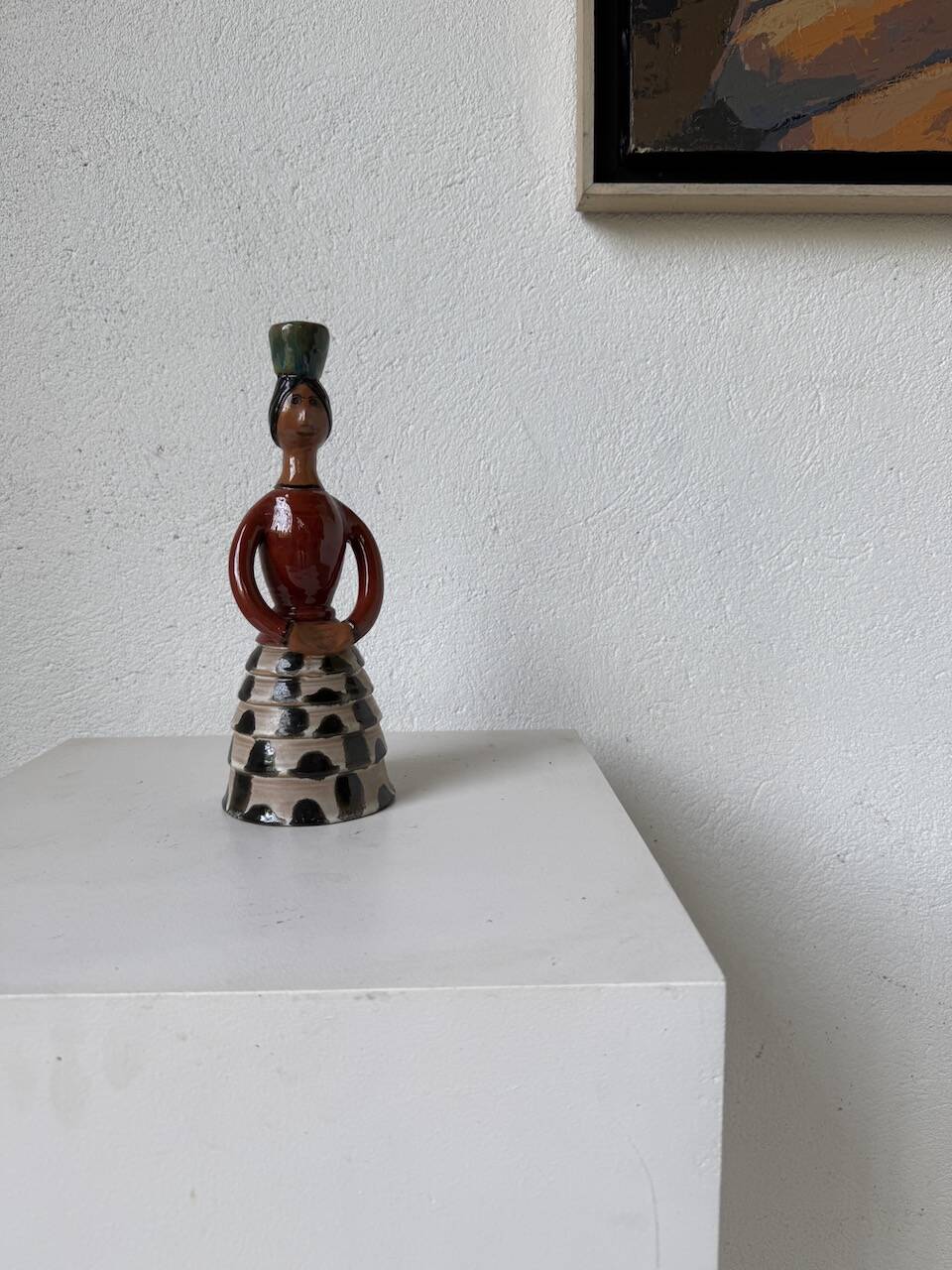 Ceramic candle holder for women, 1920/1930, Soufflenheim