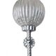 Pair of vintage wall lights; chrome striped glass floral globes; 1960s-70s.