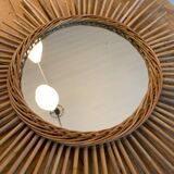 Vintage rattan sun mirror
