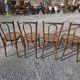 4 chaises de bistrot en bois courbé et cannage